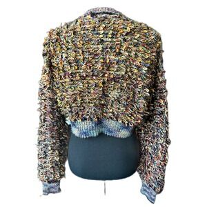 Kimchi Blue Womens XS Cropped Loop Knit Shag Sweater Multicolor Made in UK